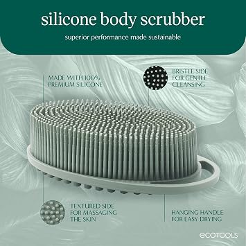 EcoTools Silicone Body Scrubber, Gentle Cleansing & Exfoliating