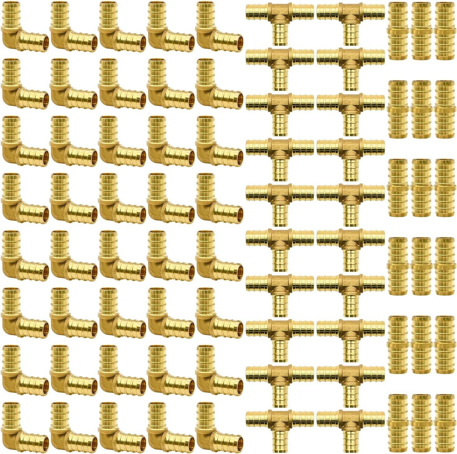 40pcs 1/2" PEX Fittings, PEX Brass Crimp Fitting Combo with Tees"T", Elbows, Couplings