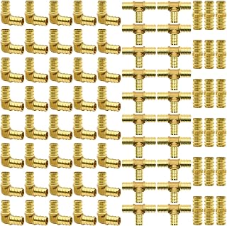 80pcs 1/2" PEX Fittings, PEX Brass Crimp Fitting Combo with Tees"T", Elbows, Couplings