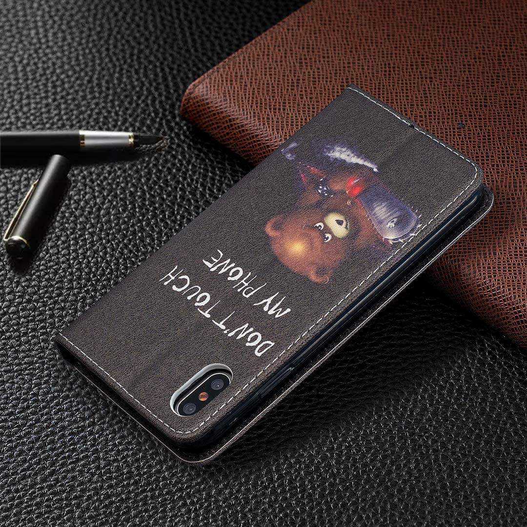 LEMAXELERS Galaxy A10 Custodia Cover Portafoglio,Custodia Galaxy A10 Pittura colorata Wallet Shock-Absorption Magnetica Supporto Protettiva Bumper Leather Flip Cover,AC Bear
