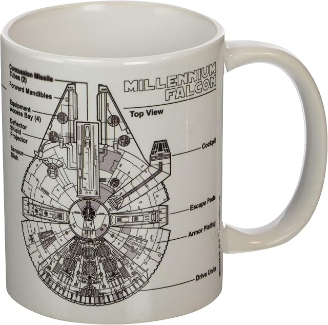 Star Wars Pyramid International "(Millennium Falcon Sketch) "Official Boxed Ceramic Coffee/Tea Mug, 11 oz, Multi-Colour, 315 ml