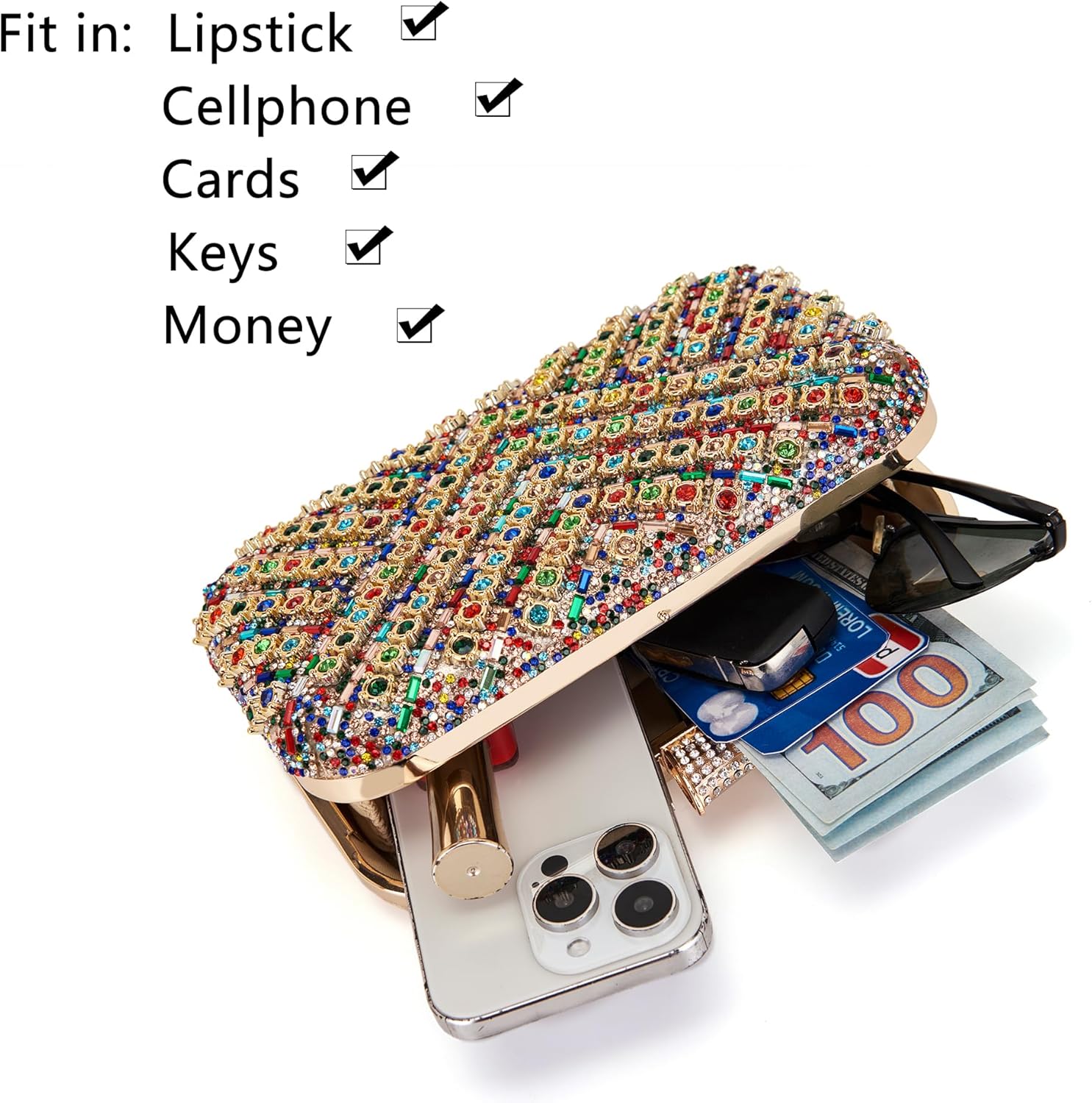 Milisente Clutch Purses For Women Crystal Clutches Evening Bags Gemstone Clutch Purse For Wedding Formal - Image 5