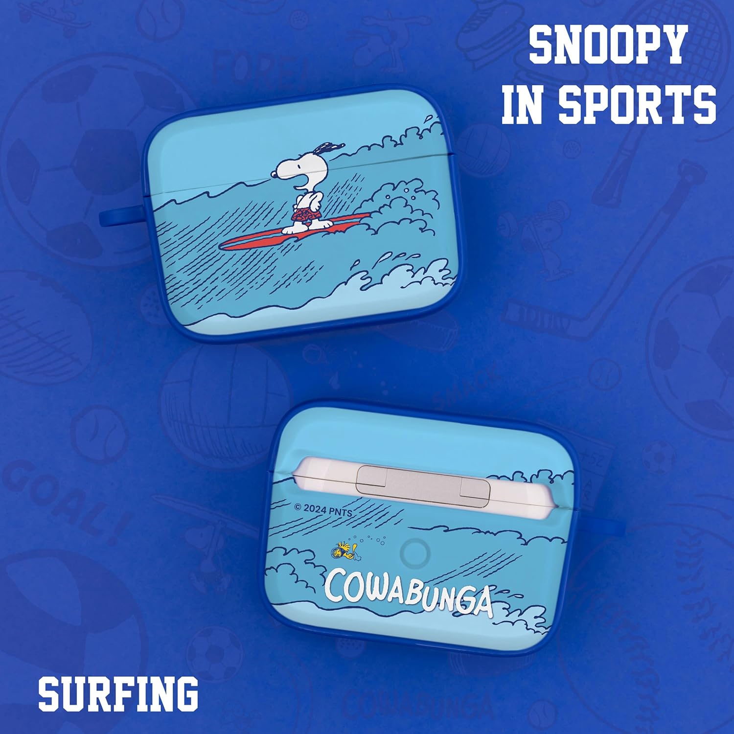 Affinity Bands Peanuts Snoopy in Sports HDX Case Cover Compatible with Apple AirPods Pro 1 & 2 (Surfing)