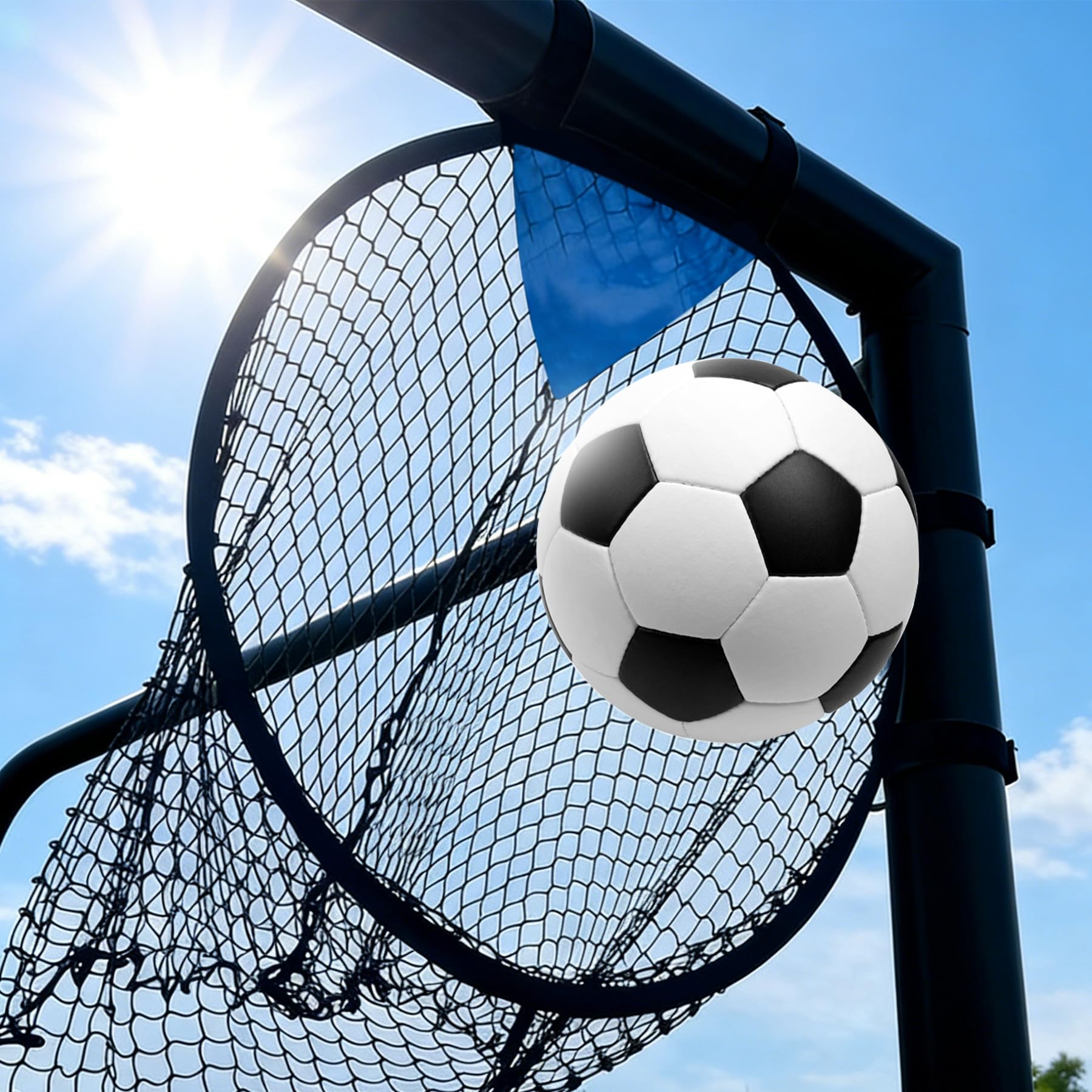 TZEKING 2Pcs Red de Objetivo de Fútbol, 2 Redes + 1 Objetivo Colgante, Contenedores Superiores para Entrenamiento de Tiro, Plegable con Correas Ajustables para Niños y Adultos