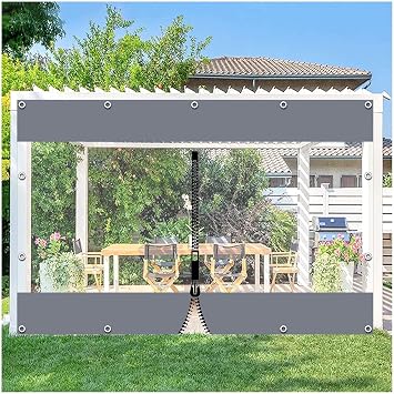 Waterproof Tarpaulin Side Panels, Outdoor Clear Tarp Curtains, Transparent Tarpaulin Cover for Gazebo Pergola Carport, 0.3mm PVC Rain Curtains,WxH-1.5x2.2m/4.9 * 7.2ft