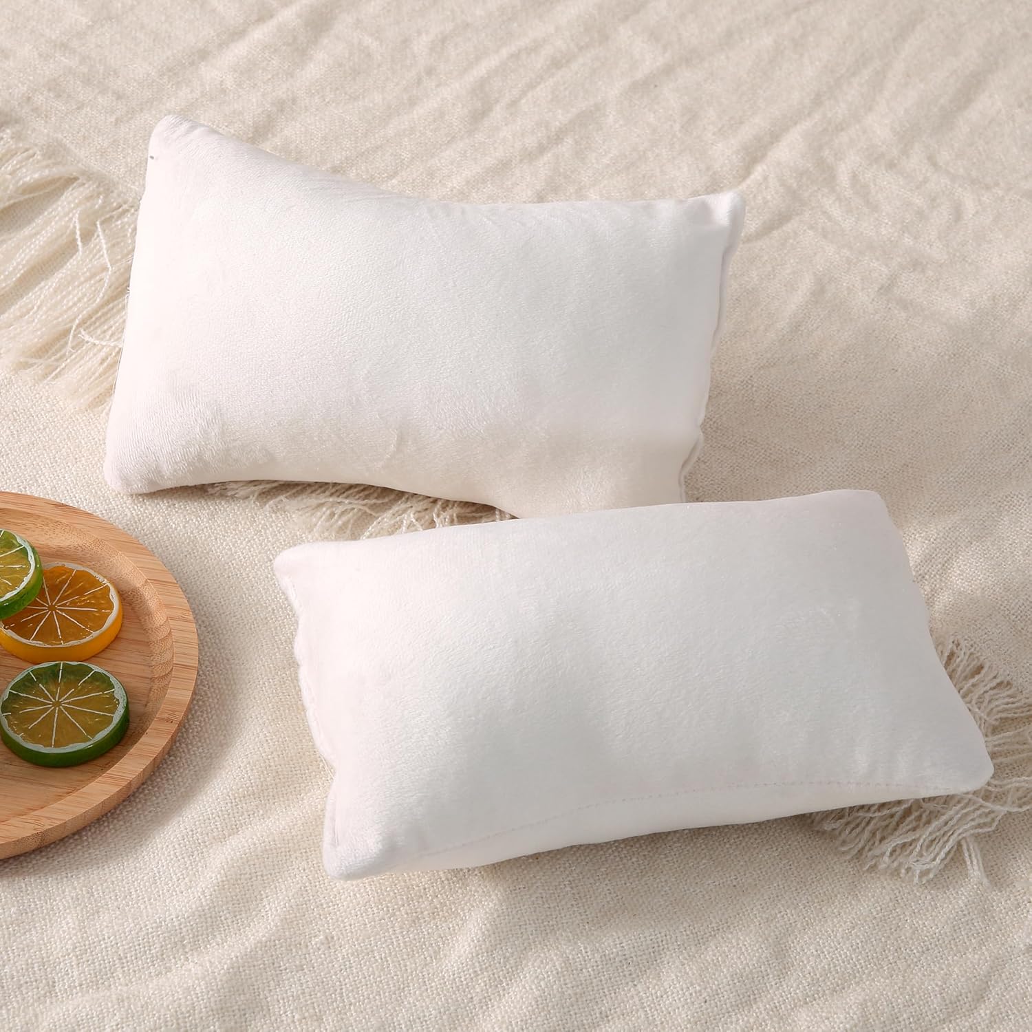 EVOLIVE 2-Pack Gray Micromink Shell Mini Tiny Pillows, 11"x7" - Machine Washable, Lightweight, Breathable Multi-Purpose Travel Pillows for Neck, Back Support, Pet Use (Cream, 7"x11") - Image 6