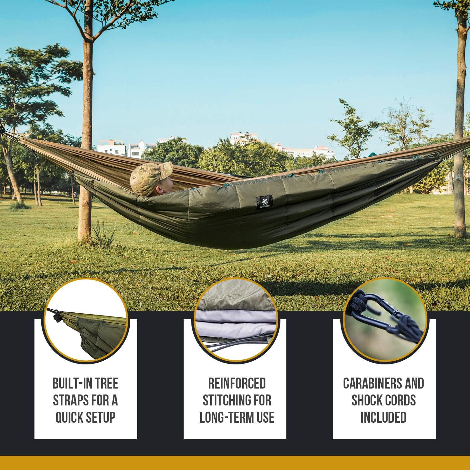 OneTigris Twilight Trekker Hammock Underquilt, Self Adjustable, Hammock Camping Essentials (3 Seasons)