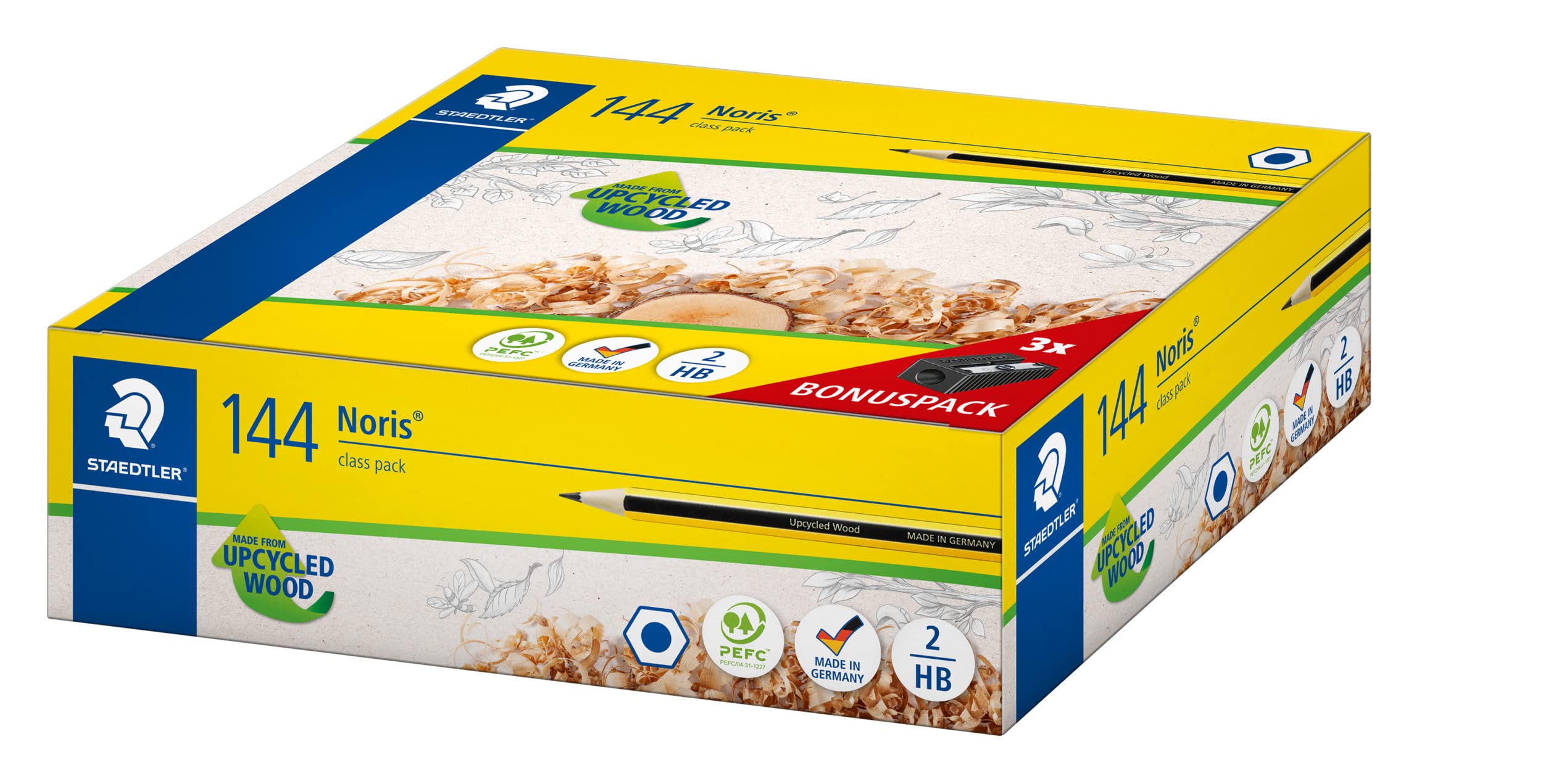 Staedtler Noris zestaw szkolny z 144 niezwykle nietłukącymi się ołówkami, twardość HB i 3 temperówką, wysokiej jakości, wyprodukowano w Niemczech, oszczędne opakowanie