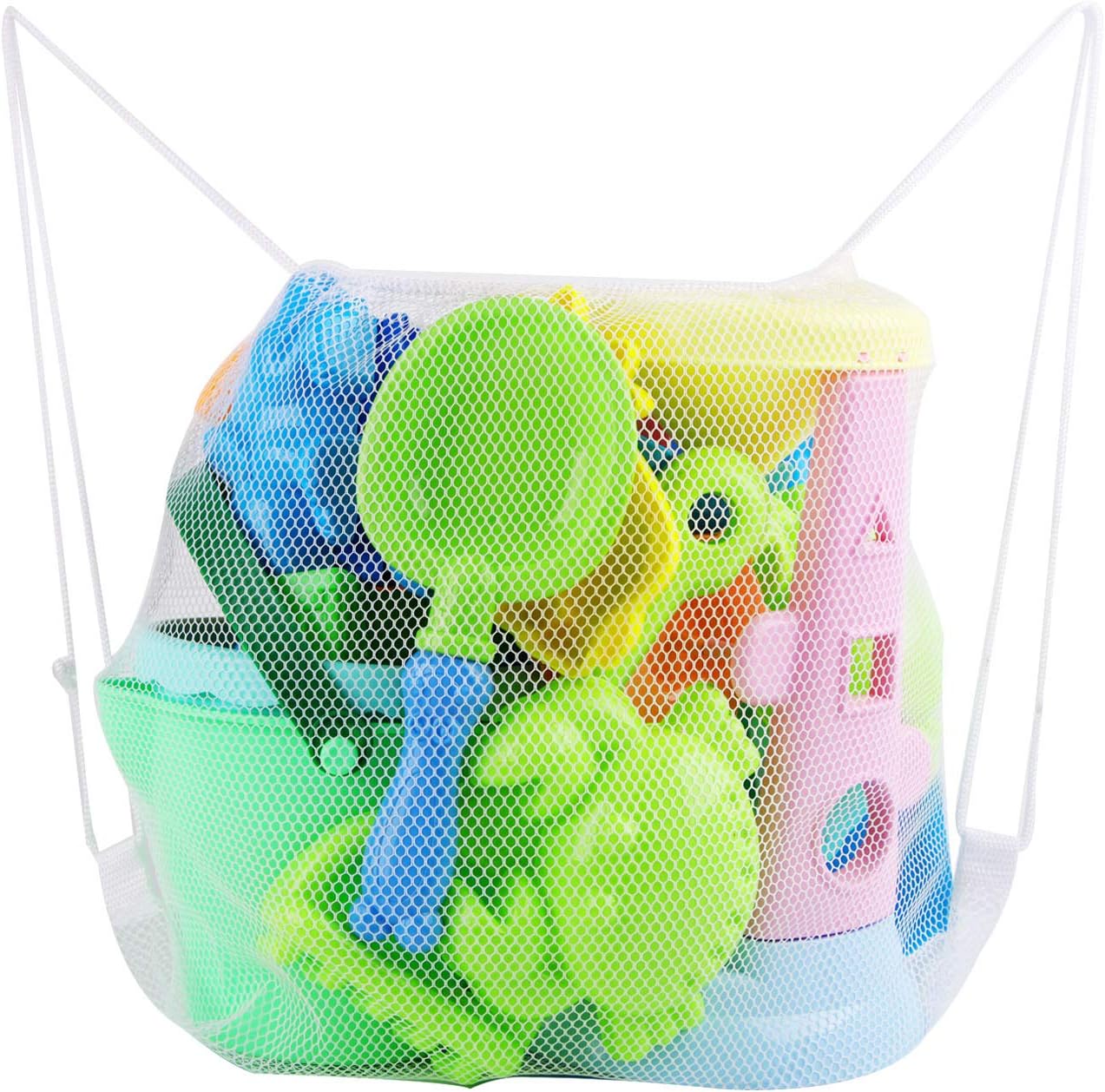 ToyerBee Beach Toys- 24pcs Sand Toys Set with Sand Water Wheel, Bucket, Shovels, Rakes, Models & Molds in A Mesh Backpack, Outdoor Beach Sand Toys for Boys, Girls,Toddlers, Kids : Toys & Games
