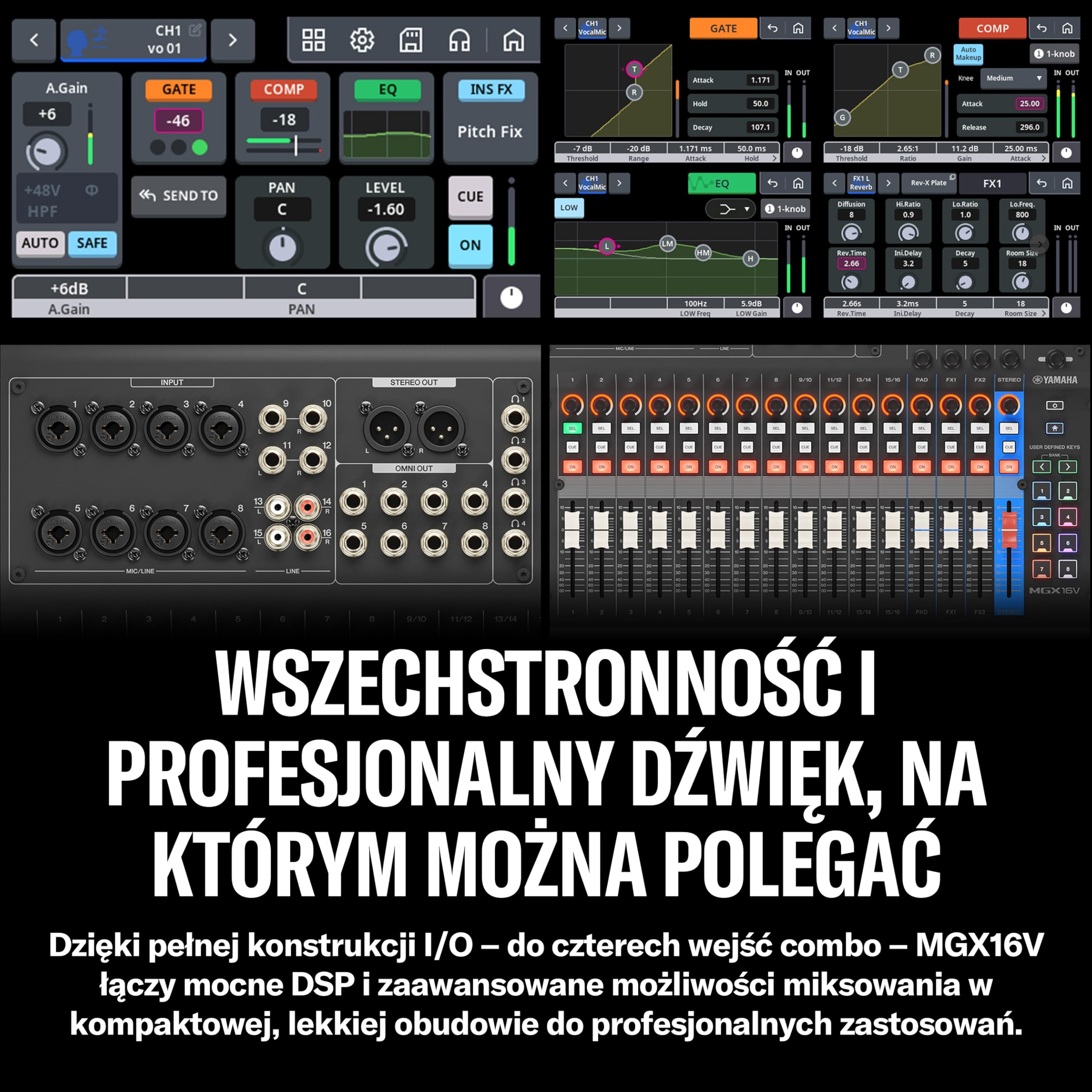 YAMAHA MGX16V Mikser Audio-Wideo z Dotykowym LCD, HDMI USB, Biały