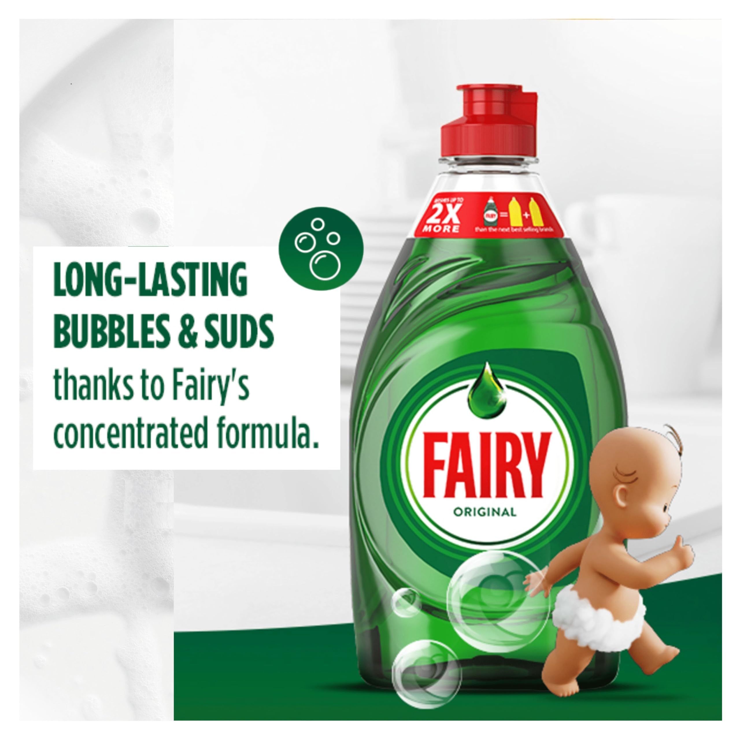 Fairy Original Washing Up Liquid Green with LiftAction 1450 ml, No Soaking, No Grease, No Fuss - 4