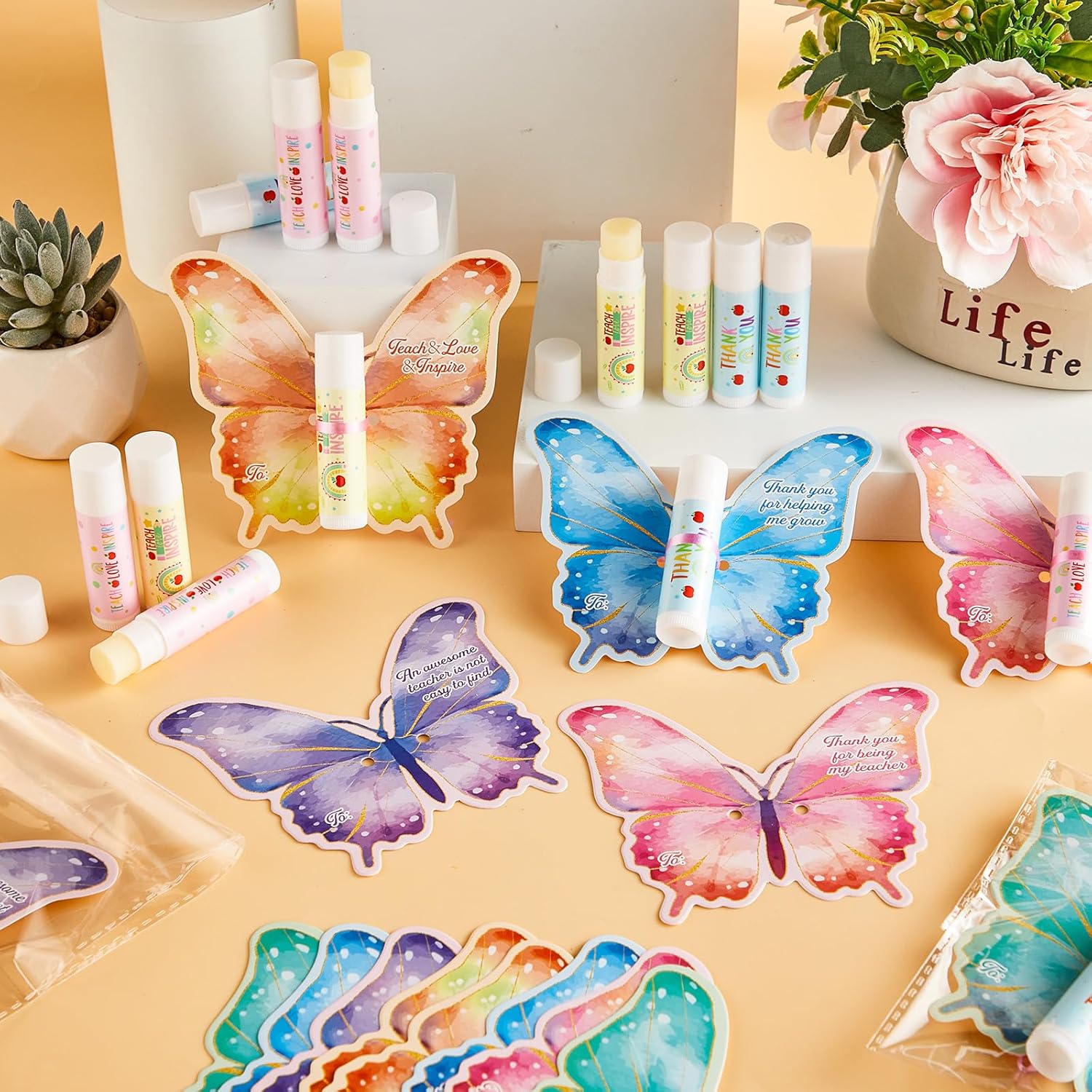 30 Pack Teacher Employee Appreciation Gifts Bulk Lip Balm Thank You for Being My Teacher Moisturizing and Nourishing Lip Care Set for Graduation Teacher’s Day Retirement Birthday Party Supplies