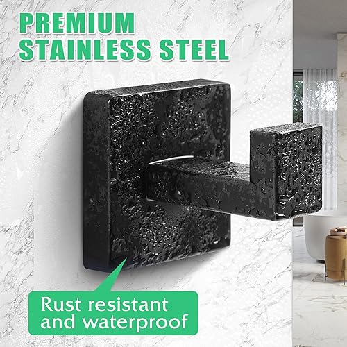 Miniatura 2 de Ganchos para toallas, gancho para bata, gancho para abrigos, acero inoxidable, resistente, para baño, cocina, dormitorio, paquete de 2 unidades,