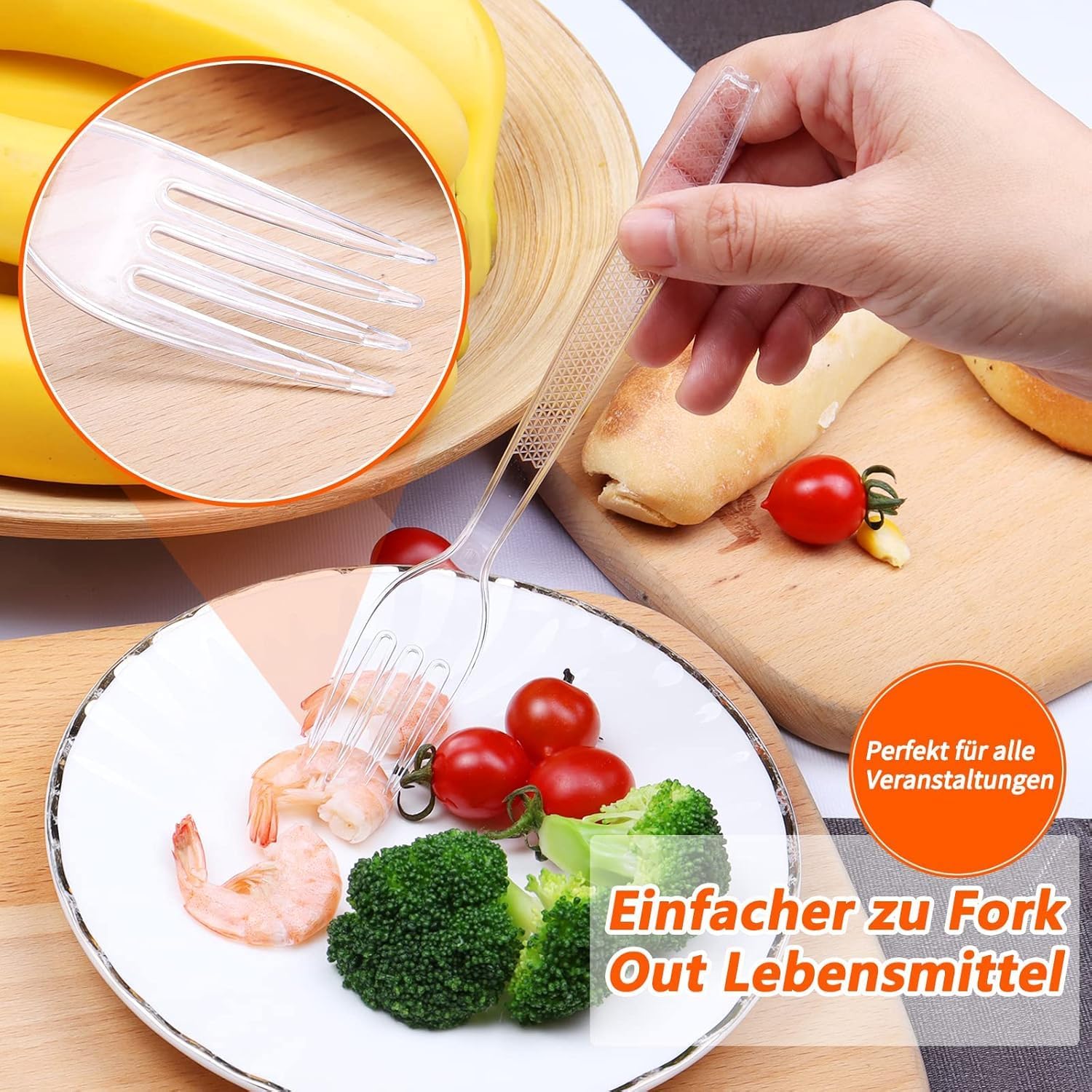 100 Count Extra Heavy Duty Disposable Clear Plastic Forks,BPA-Free,Heat Resistant,Premium Durable Plastic Cutlery for Parties, Picnics, Big Event, Daily Use - Image 4