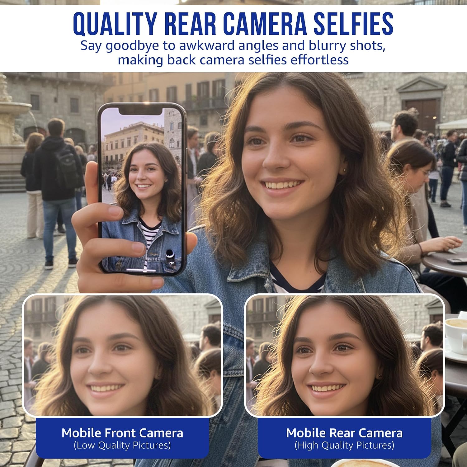 4K 60fps Wireless Phone Monitor for iPhone and Andriod, Magnetic Smartphone Rear Camera Viewfinder, Bluetooth Wireless Remote Control, Ideal for YouTube & TikTok
