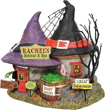 Department 56 Snow Village Halloween Rachels Witch Retreat and Spa Lit Building, 8.58 Inch, Multicolor