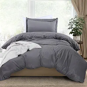 Utopia Bedding Duvet Cover Twin Size - 2 Piece with Zipper Closure - 1 Comforter Cover 68X90 Inches & 1 Pillow Sham 20X26 Inches (Grey) Comforter Not Included