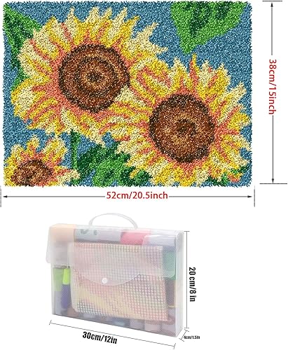 Miniatura 15 de ZFFLYH Kit de alfombras de gancho para manualidades, alfombra de ganchillo sin terminar, alfombra de hilo para niños/adultos con patrón de lienzo