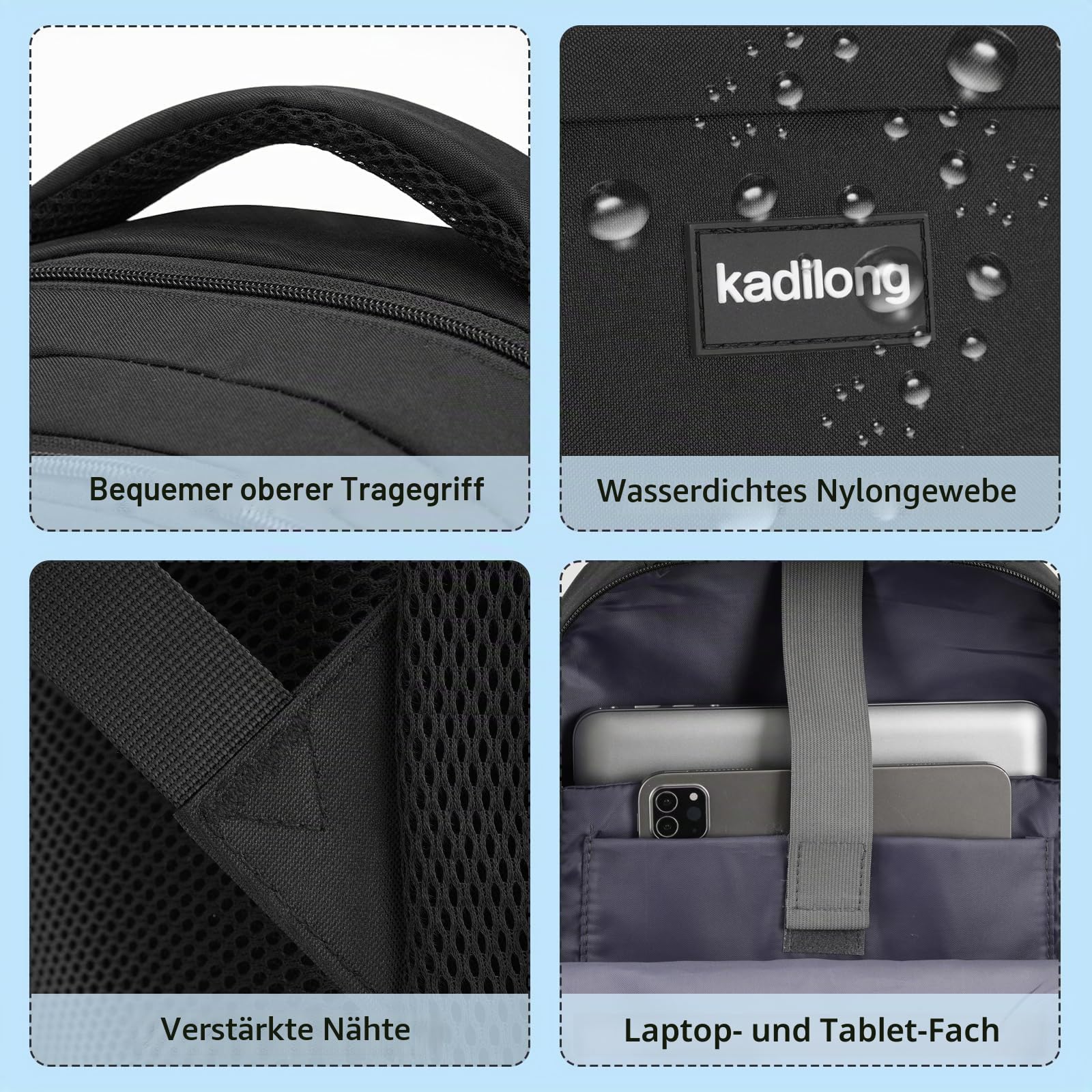 kadilong Schultasche Frauen Schulranzen Schulrucksack Mädchen Teenager Rucksack Laptop Damen Lehrertasche mit USB Ladeanschluss und Laptopfach für Uni Arbeit Business Reisen Studenten