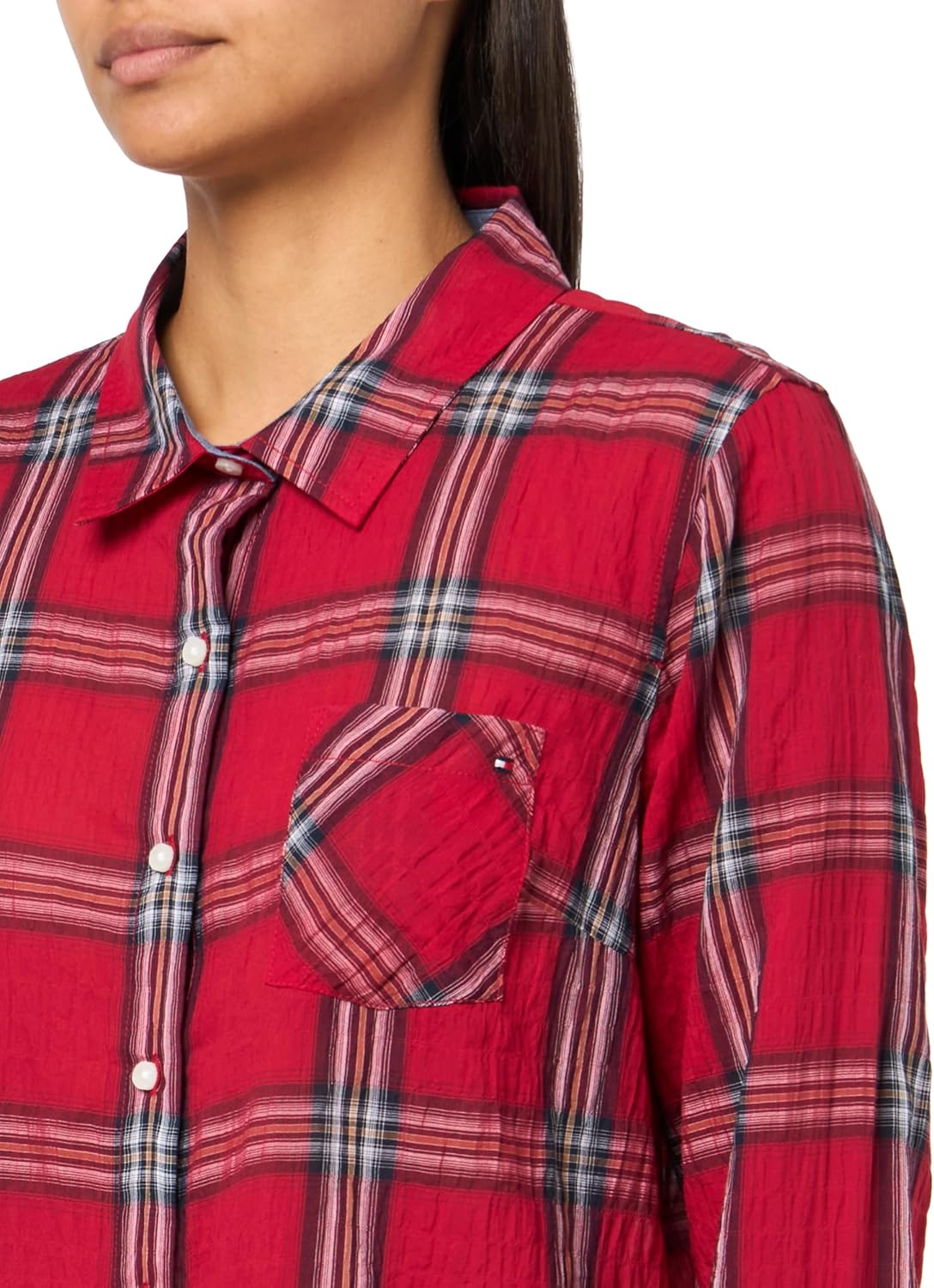 Tommy Hilfiger Womens Long Sleeve Button Up Roll Tab Sportswear Top