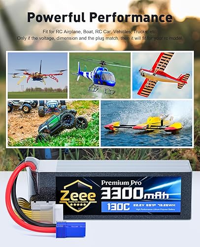 Miniatura 6 de Zeee Premium Pro 6S Lipo Batería 3300mAh 22.2V 130C Ultra Low IR Soft Pack Batería Lipo con conector EC5 para RC Drone Car Truck Boat Helicopter