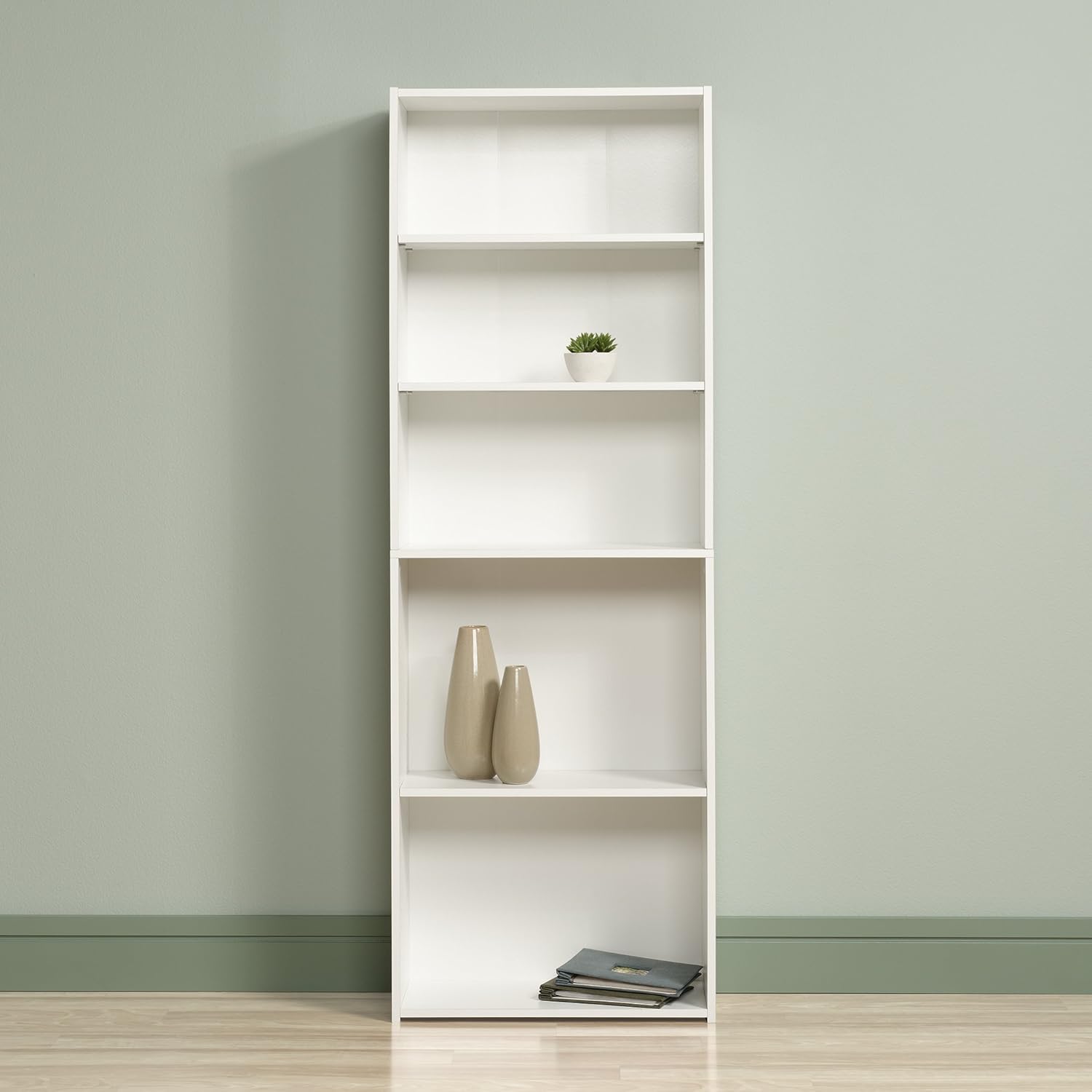 Sauder Beginnings 5-Shelf Bookcase, Soft White finish : Home & Kitchen
