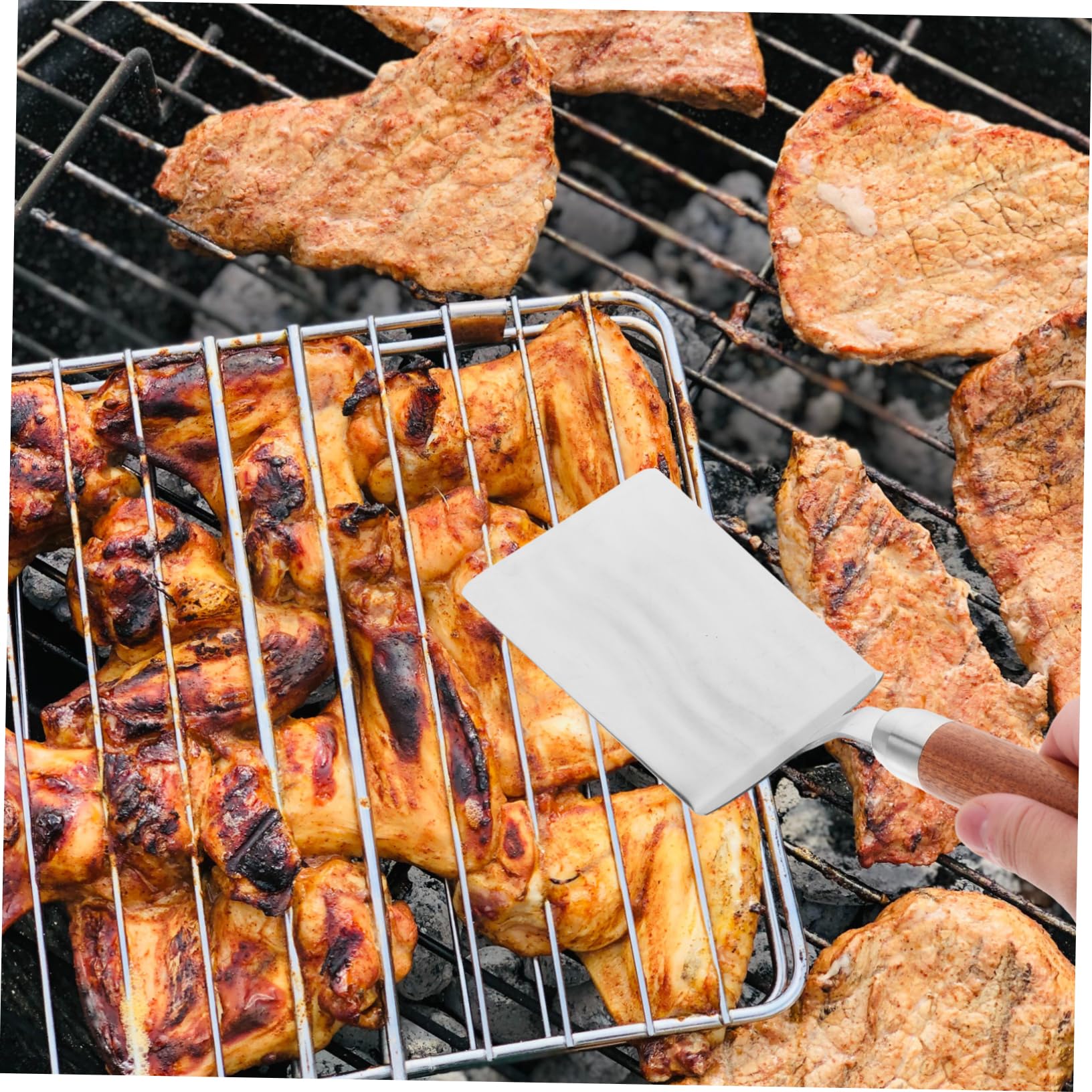 ABOOFAN 4 Stück Kochspatel stainless steel ausstecher rentier Werkzeug Pizza schälen Pfannenwender für die Küche Bratspatel Steak Fingerkuchenschaufel wok Metall hölzern