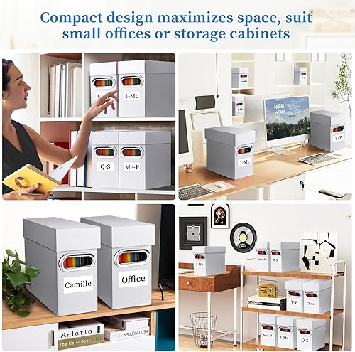 Vista 29 de Caja organizadora de archivos con asa, organizador de archivos para el hogar u oficina (negro)