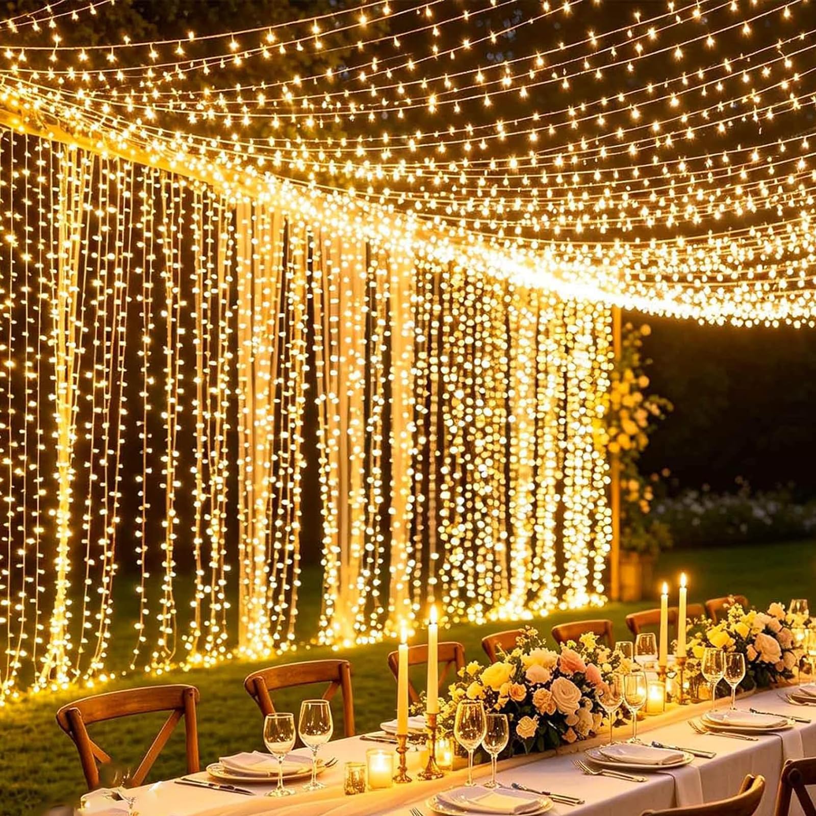Ghirlanda luminosa per interni, 50m 500LED Rosso, luci natalizie per esterni, IP44 impermeabile 8 modalità, decorazione per la casa l'albero del giardino finestra di nozze