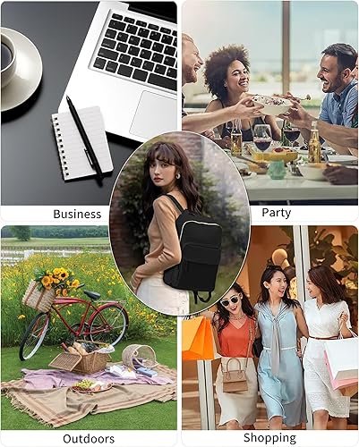 Miniatura 6 de suratio Mochila para laptop para mujer, mochila para profesores, mochila de trabajo para computadora con compartimento para laptop, A-Negro, Moderno