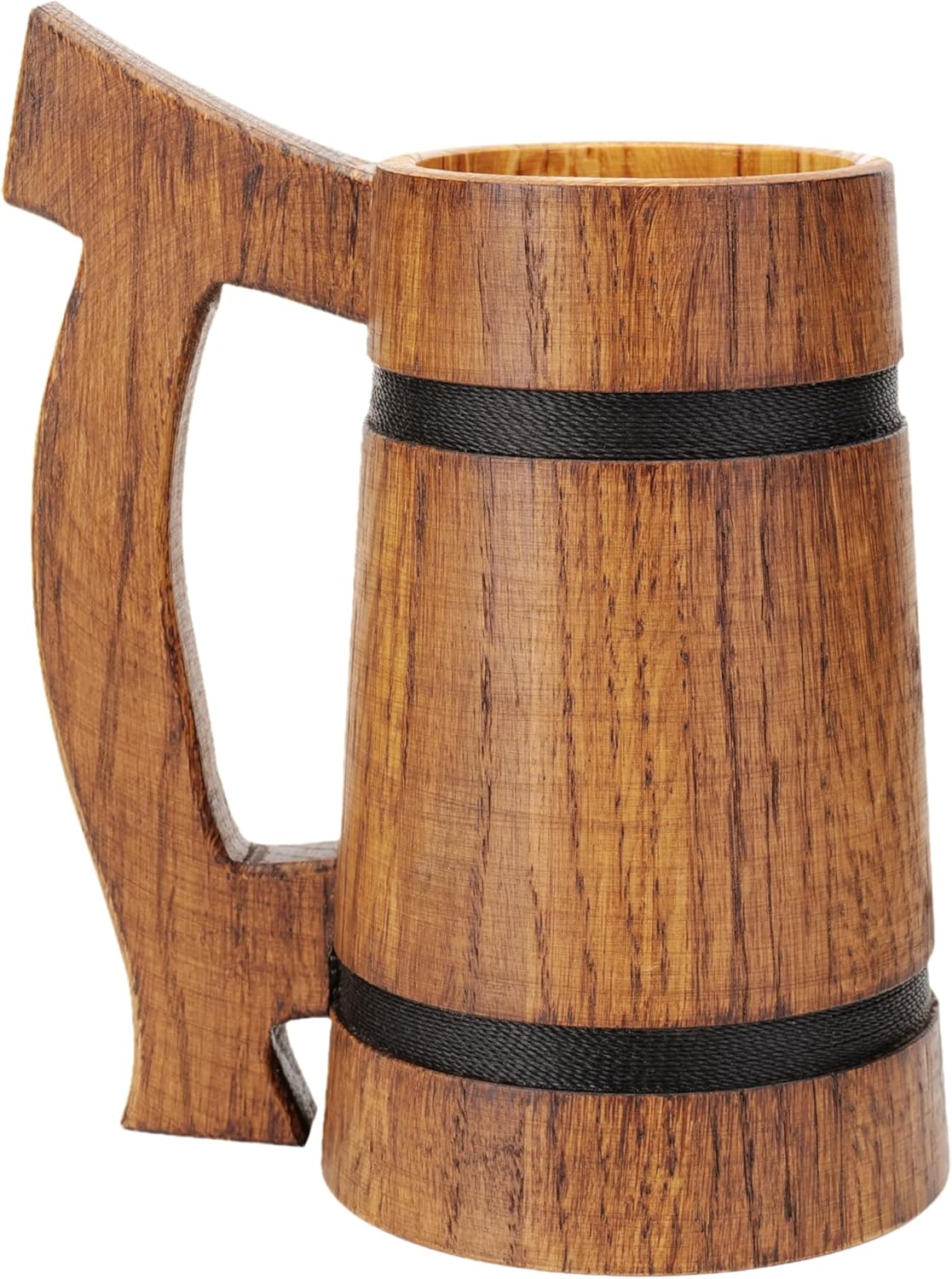 Viking Oak Beer Mug – Handmade Wooden Tankard for Men, Medieval Gift for Beer Lovers, Groomsmen, Oktoberfest, Father’s Day, Festival or Bar Use