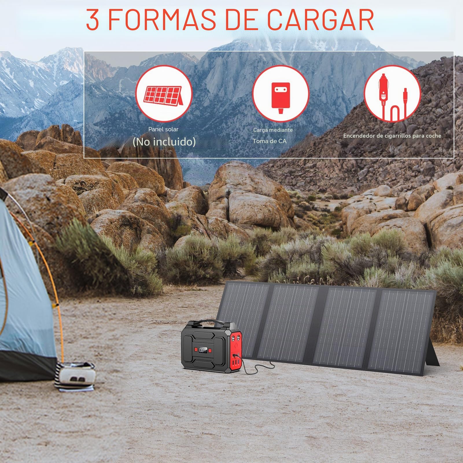 Powkey Estación de energía portátil 99 Wh/27000 mAh, 100 W, generador solar con salida de 230 V CA, QC 3.0, 18 W, USB/tipo C, para camping, autocaravanas con enchufe