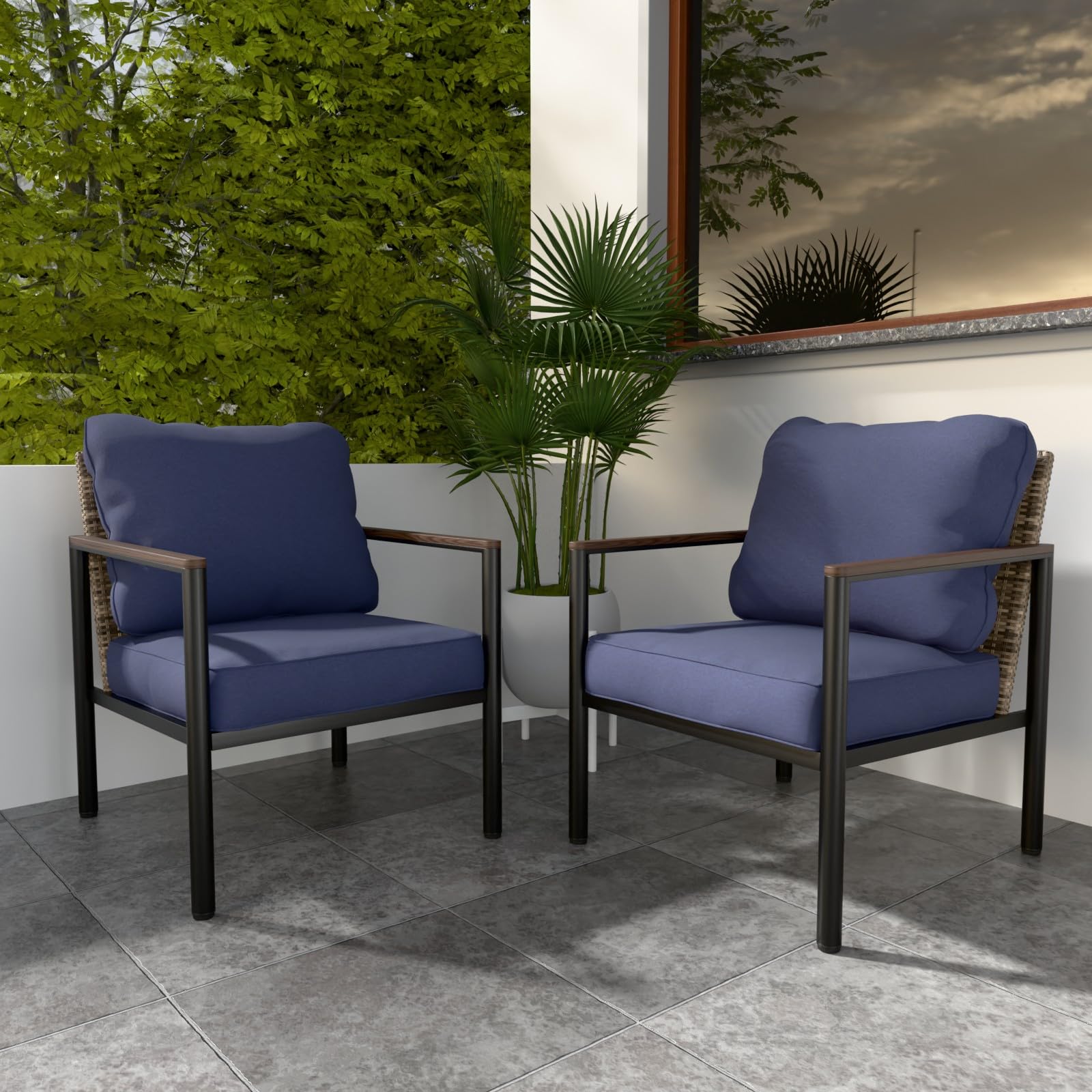 Coos Bay Sand Dune Modern Rattan Accent Chair Outdoor Patio