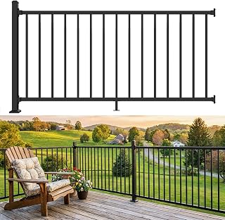 Modular 1 Pack W.6ft x H.36in Aluminum Deck Railing Kits with Post, AAMA 2604–Grade Textured Matte Black Porch Railing Kit, Decking Railings for Outdoor Decks, Porches, Garden and Yard