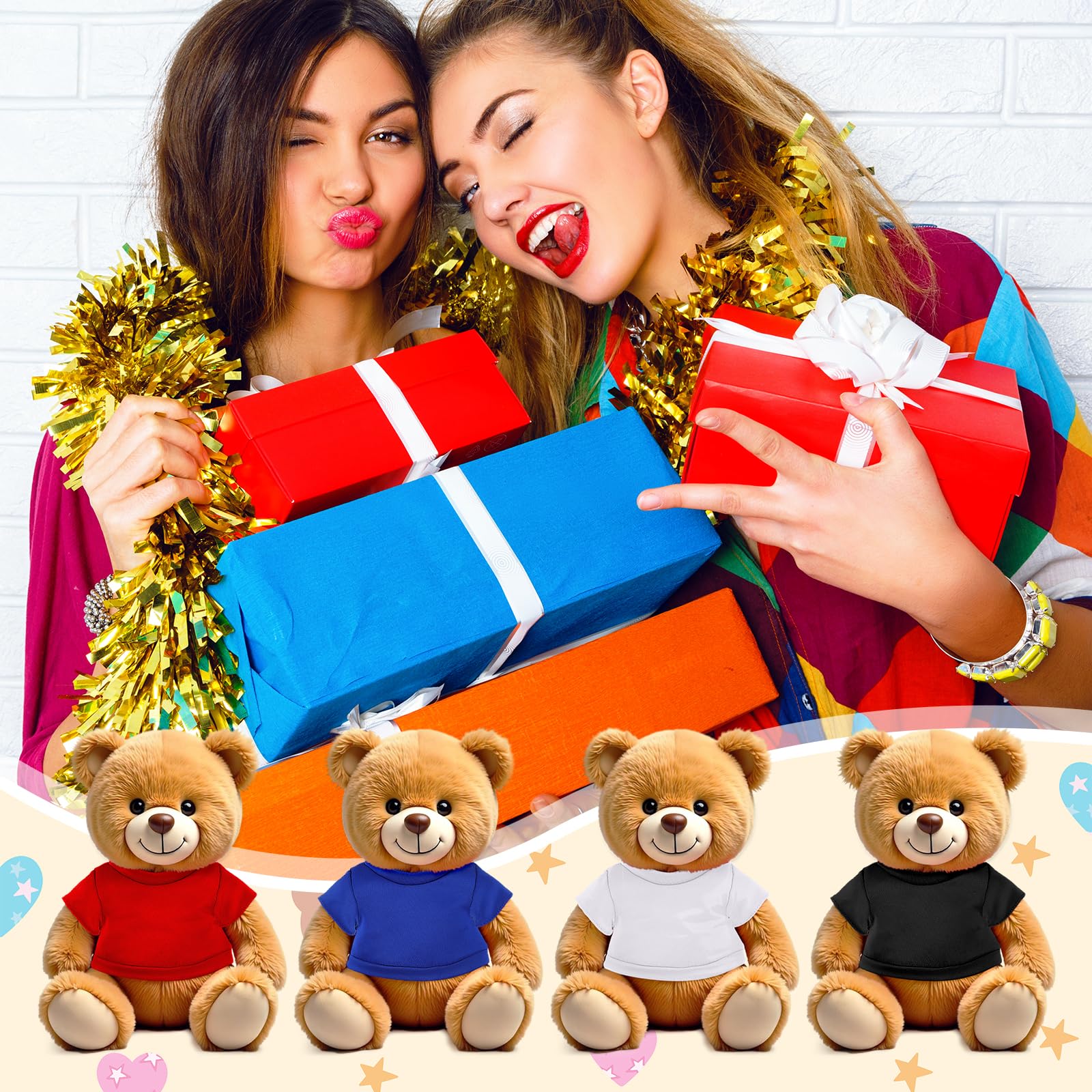 4 sztuki Build a Bear Clothes Mini Bear Ubranie Niedźwiedź Lalki Odzież Miś Odzież Pluszowe Zwierzę Ubrania 30-40 cm Niedźwiedzie Stwórz swoje własne pluszowe lalki na zewnątrz i akcesoria-B