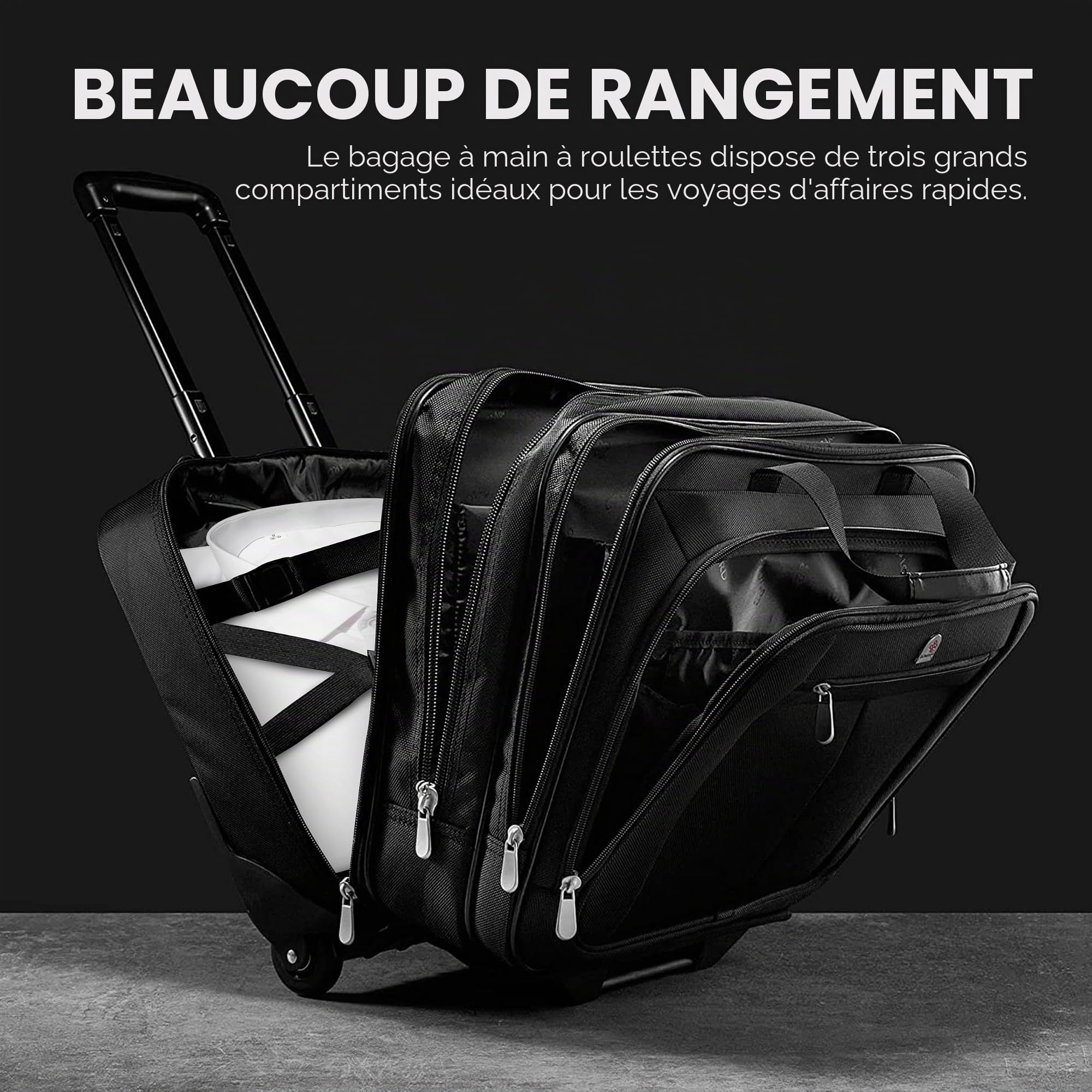 Lombard Porte-Documents à roulettes - Style Business - Compartiment pour Ordinateur Portable 15"-17"