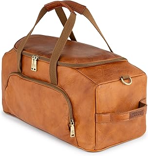 Bolso de viaje vintage Weekender Denver de piel, para hombre y mujer, color marrón, M, Bolsa de viaje