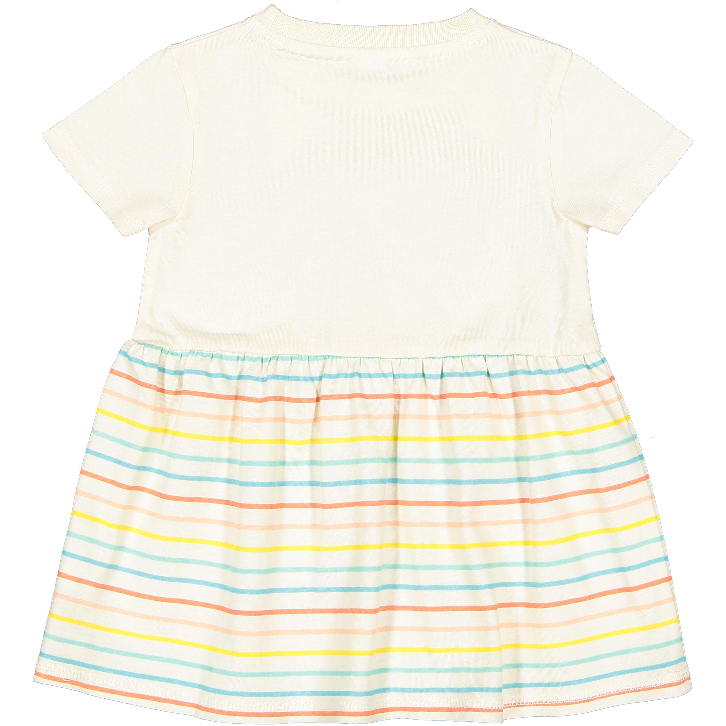 RABBIT SKINS Infant Toddler Baby Girl Soft Fine Jersey Cotton Short Sleeve Dress, Natural/Sunkissed Stripe, 18M