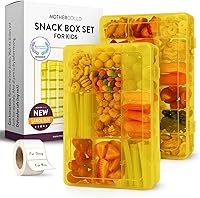 Vista 15 de Juego de 2 Recipientes para Aperitivos - Reutilizables, 100 Etiquetas Disolubles, 8 Compartimentos Ajustables, Apto para Lavavajillas, Sin BPA