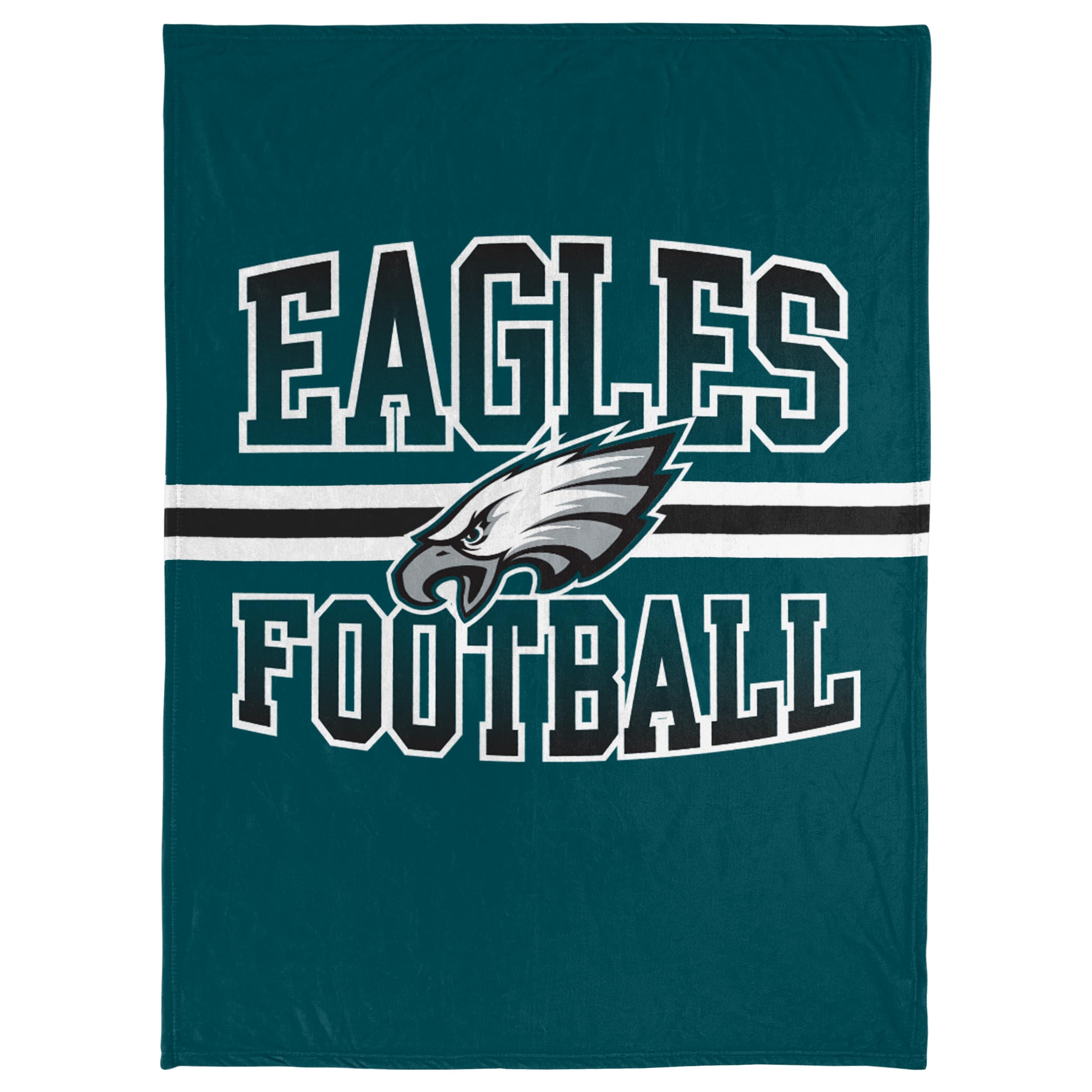 FOCO NFL Micro Raschel Plush Throw Blanket, Stripe Logo 45 x 60, Philadelphia Eagles