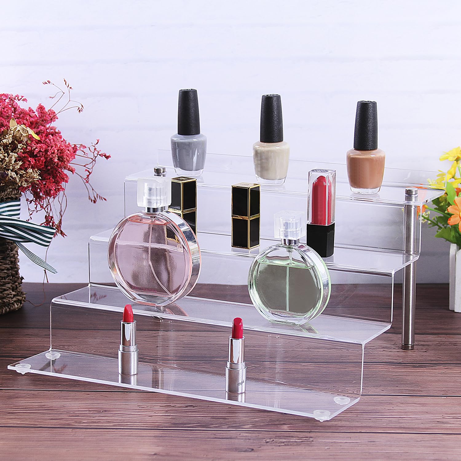 CECOLIC Acryl Display Ständer, 4-Stufen Transparente Riser Regal für Pop Figuren, Cupcakes