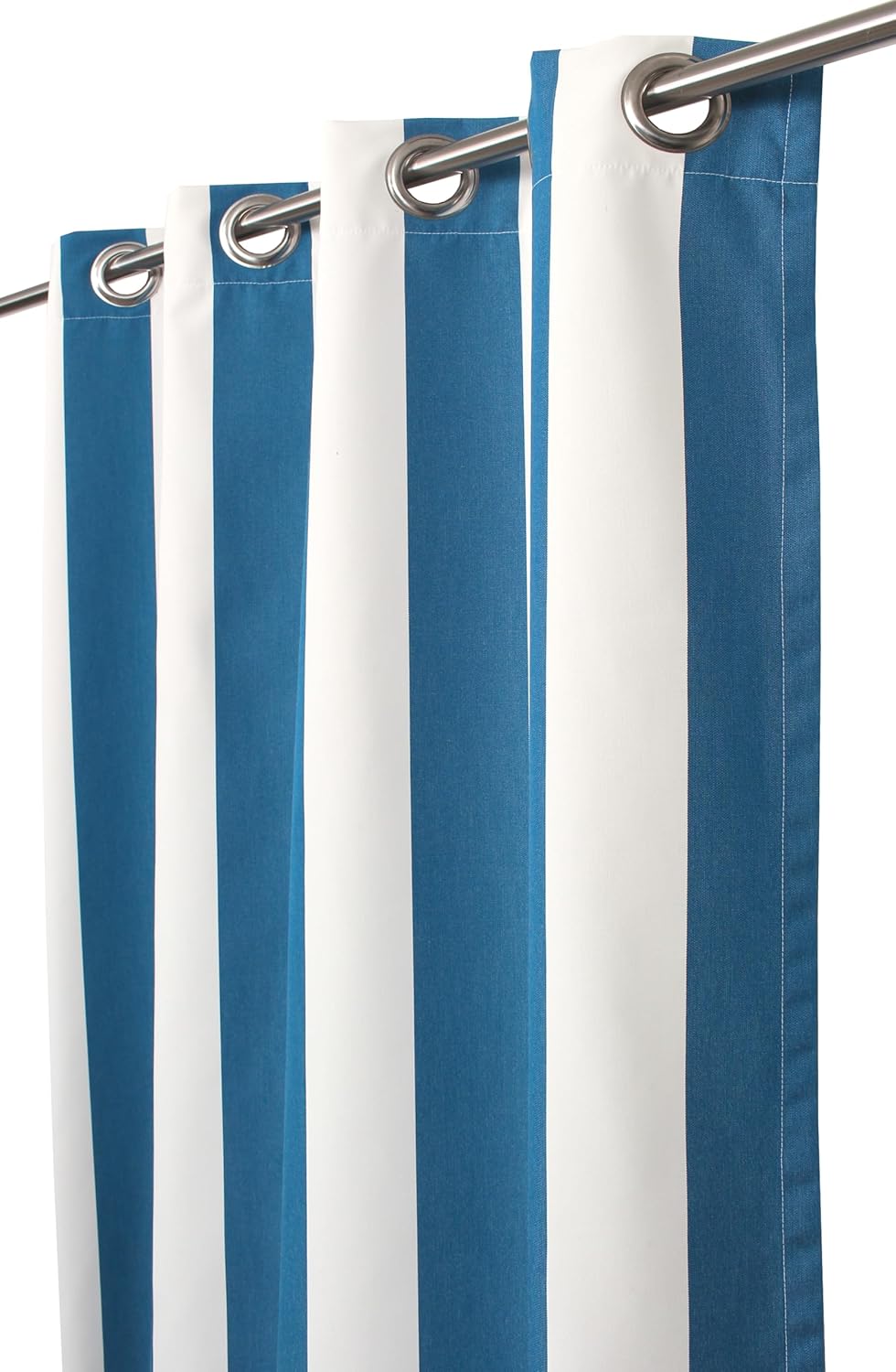 Outdoor/Indoor Sunbrella Curtain 96 inch x 50 inch Water Resistant/Weather Resistant with 8 Stainless Steel Grommets Stripe Cabana Regatta