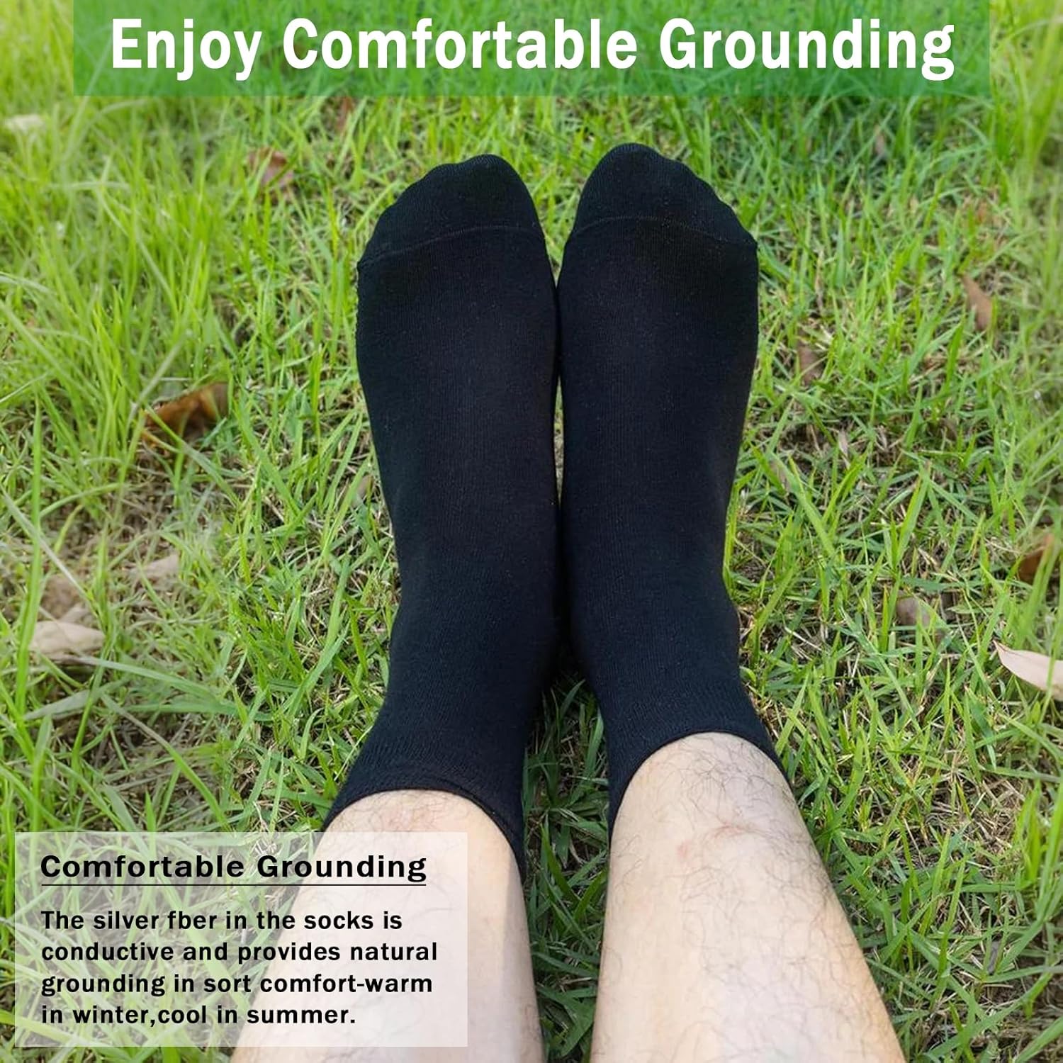 Grounding Socks,Grounding Straps,Conductive Silver Fiber Crew Socks for Women Men,Connected Socks for Grounding Mat - Image 5
