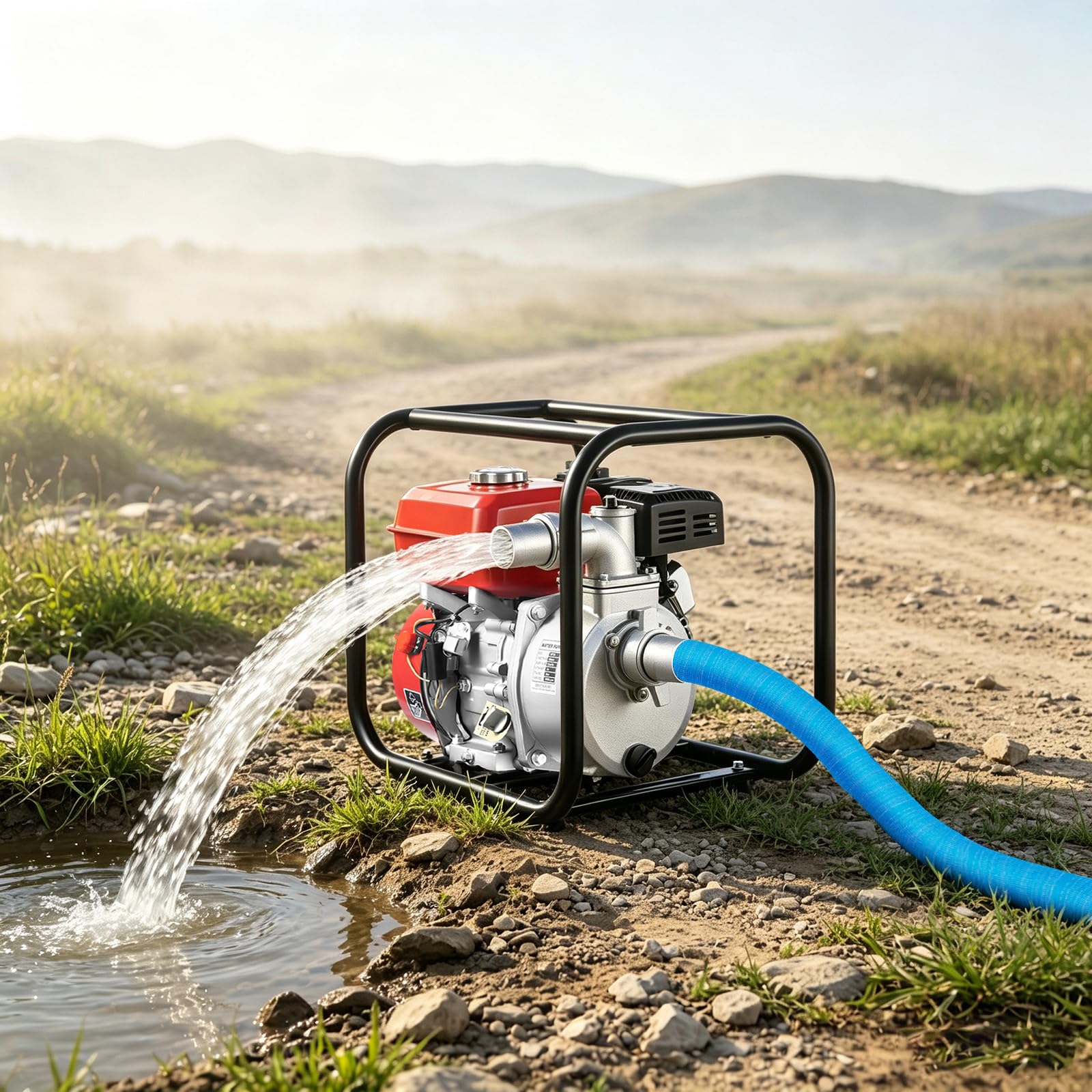 Pompa dell'acqua a benzina a 4 tempi, autoadescante, per giardino