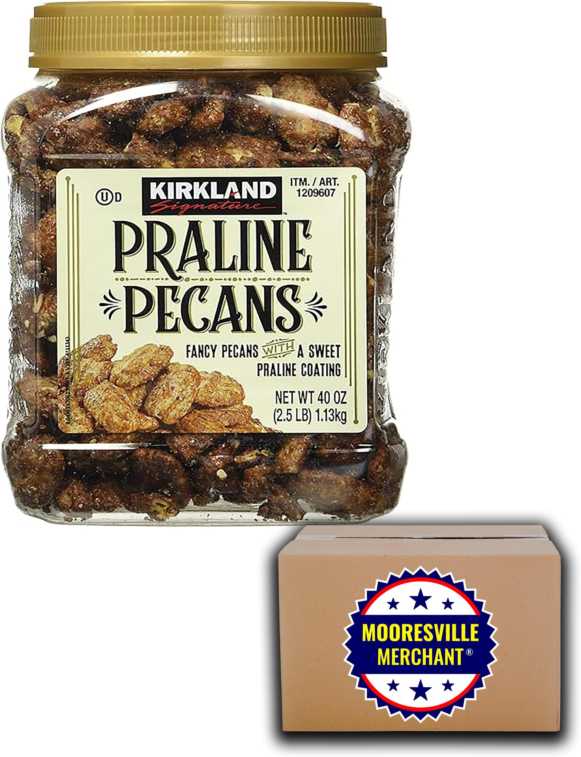 Praline Pecans, 2.5 lb, 1 Jar with Mooresville Merchant Decal