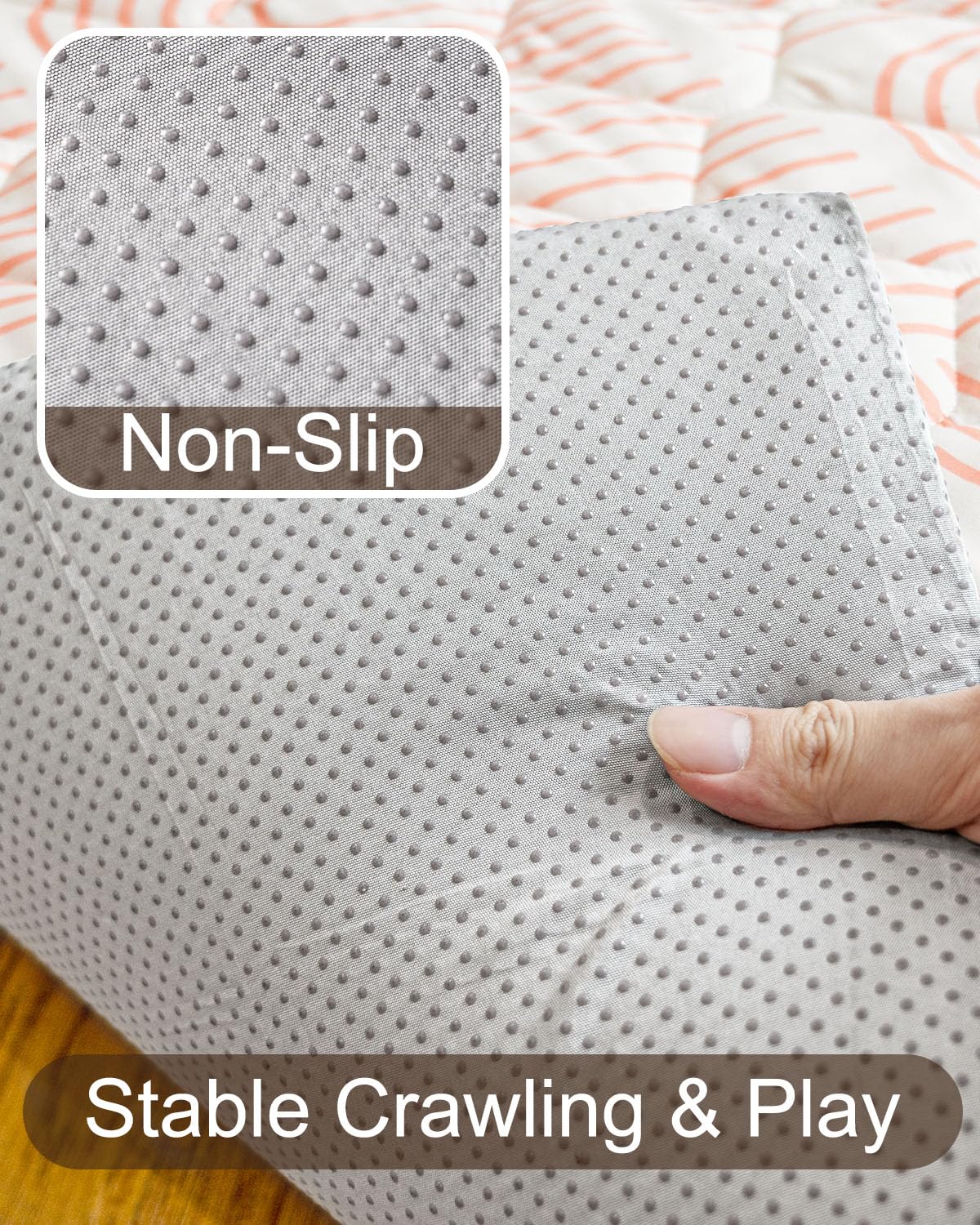 Foam Baby Play Mat 50x50, Removable and Machine Washable Cover, Thicken Cushioning Playmat and Perfect for Playpen, Non-Slip Bottom, Easy to Clean for Infants, Toddlers & Babies(Rainbow)