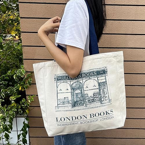 Miniatura 6 de Keanoo Bolsa de lona para mujer, estética vintage con cremallera, bolsa de hombro, regalo de cumpleaños y Navidad