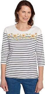 Sunflower Neckline Striped Top