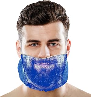 100 Pack of Disposable Soft Nylon Beard Covers 18". Blue Beard Guards. Premium Quality Beard Net Protectors. Honeycomb Beard Nets. Facial Hair Covering. Breathable & Lightweight. Wholesale.