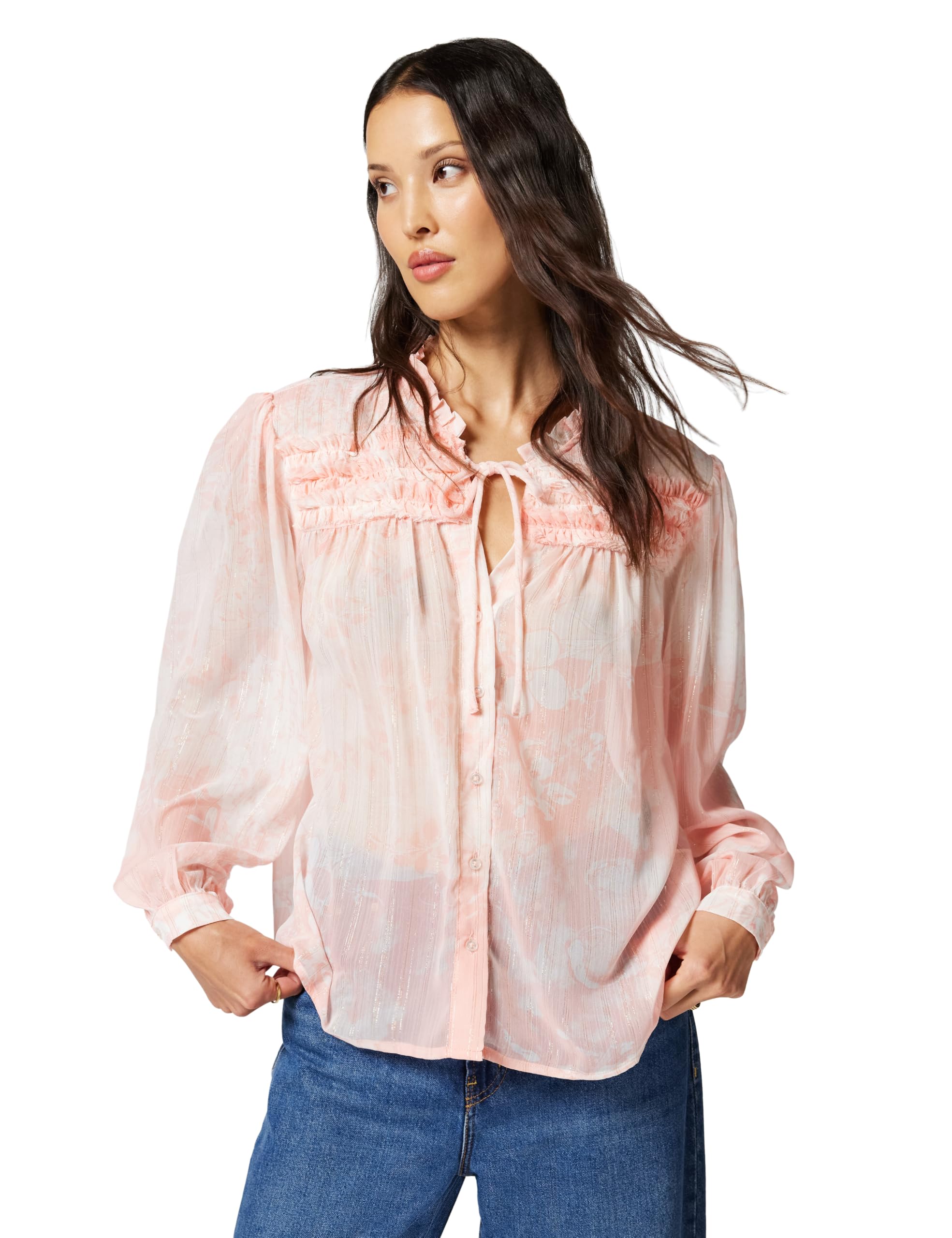 Desigual Damen Rot Rüschenbluse, Polyester, L